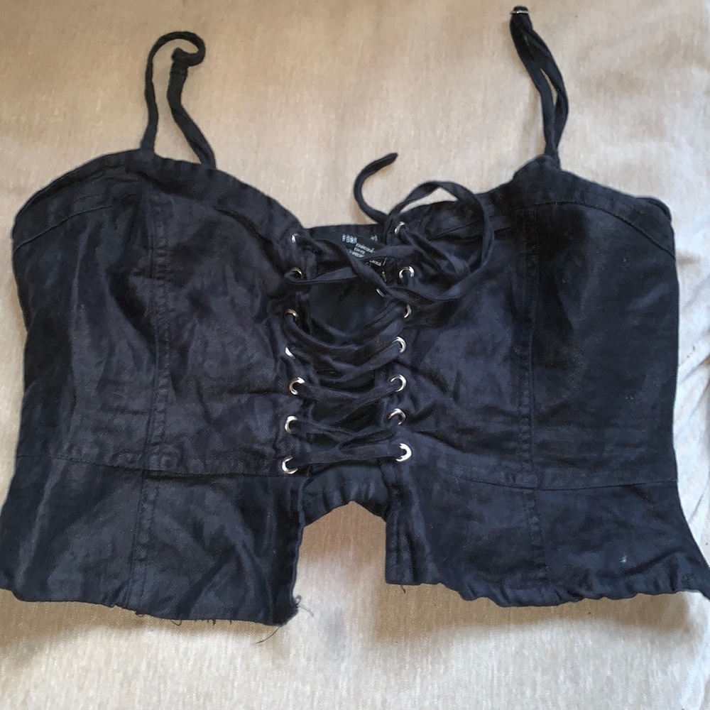Corset tie up crop top